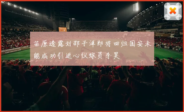 苗原透露刘邵子洋即将回归国安未能成功引进心仪球员李昊